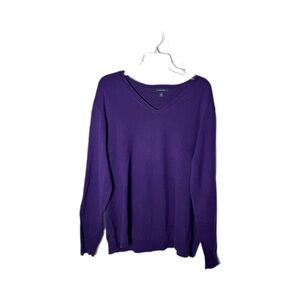 Lands' End Women's V-Neck Sweater in Rich Purple